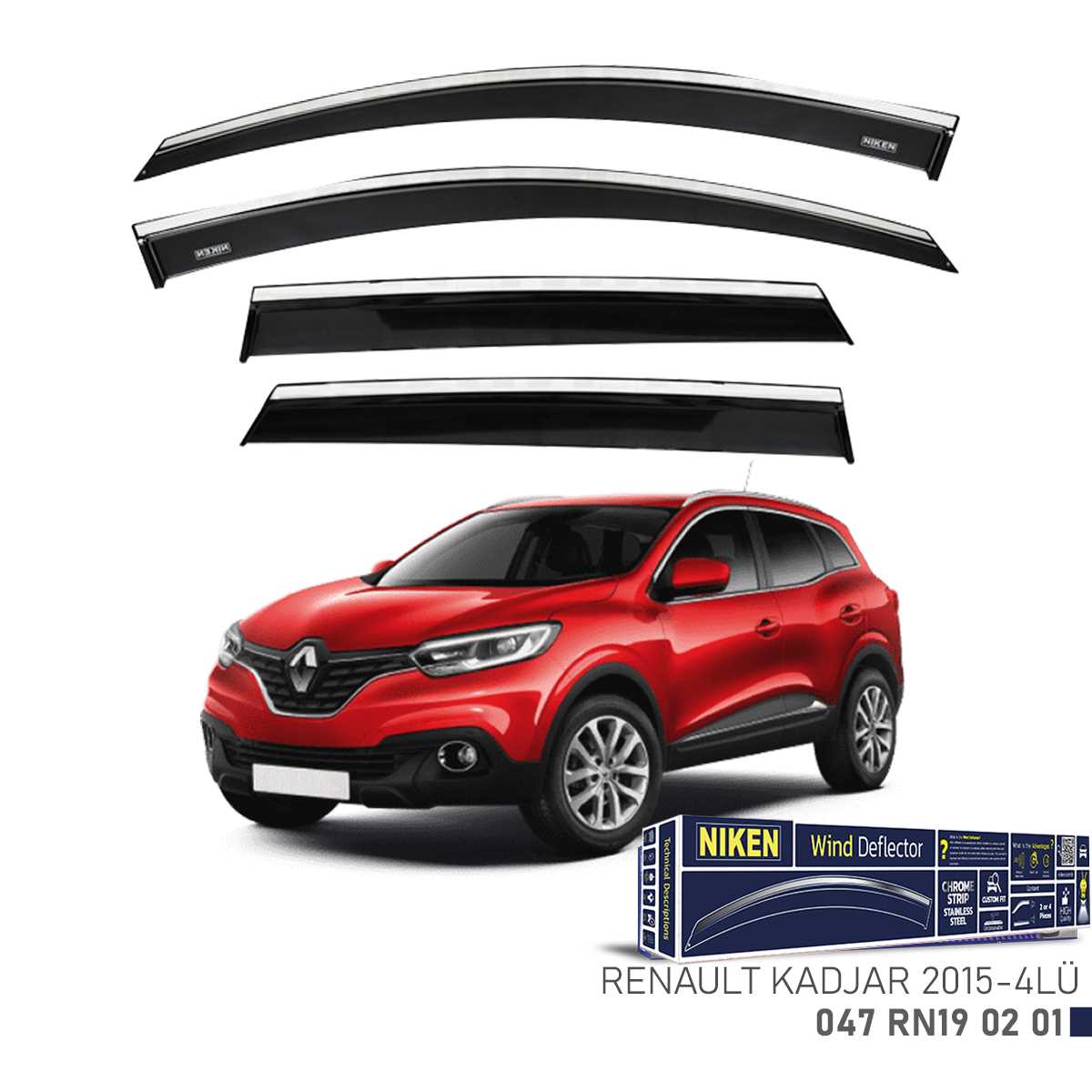 RENAULT KADJAR 2015- KROMLU CAM RÜZGARLIGI 4LÜ 1